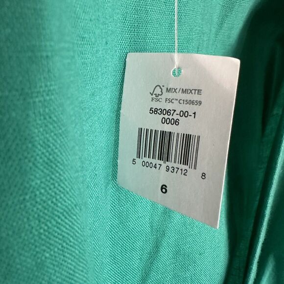 Gap Womens Size 6 Turquoise Linen Cotton Wrap Midi Dress Short Sleeve New - Picture 3 of 10